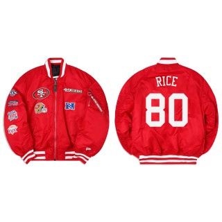 Jerry Rice Alpha Industries X San Francisco 49ers MA-1 Bomber Red Jacket