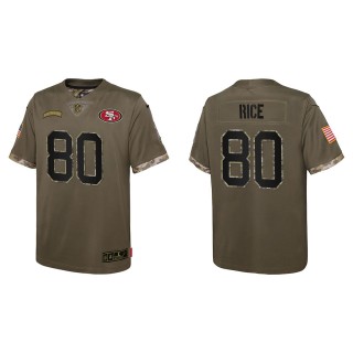 Jerry Rice Youth San Francisco 49ers Olive 2022 Salute To Service Limited Jersey