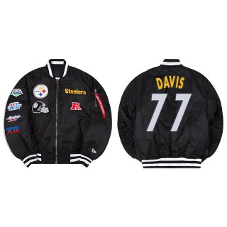 Jesse Davis Alpha Industries X Pittsburgh Steelers MA-1 Bomber Black Jacket
