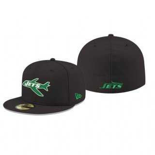 New York Jets Black Omaha Throwback 59FIFTY Fitted Hat