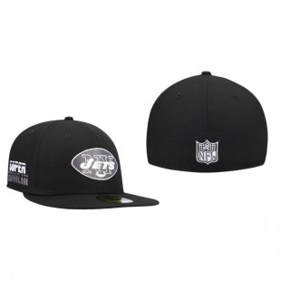 New York Jets Black Super Bowl Patch 59FIFTY Fitted Hat
