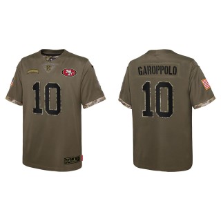 Jimmy Garoppolo Youth San Francisco 49ers Olive 2022 Salute To Service Limited Jersey