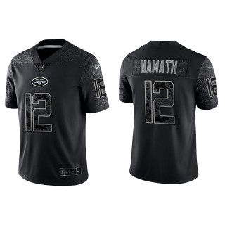 Joe Namath New York Jets Black Reflective Limited Jersey