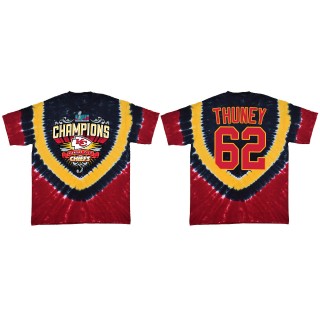 Joe Thuney Kansas City Chiefs Red Super Bowl LVII Champions Shield Tie Dye T-Shirt