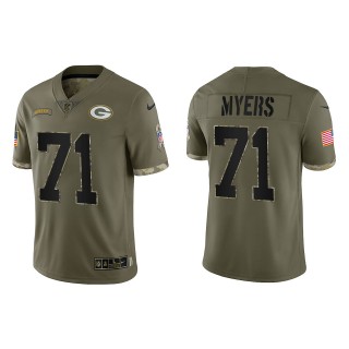 Josh Myers Green Bay Packers Olive 2022 Salute To Service Limited Jersey