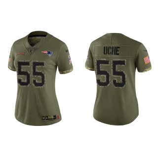 Josh Uche Women's New England Patriots Olive 2022 Salute To Service Limited Jersey