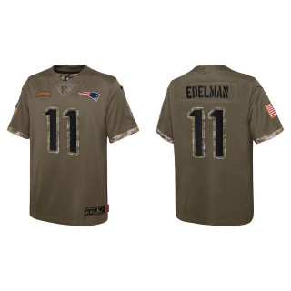 Julian Edelman Youth New England Patriots Olive 2022 Salute To Service Limited Jersey