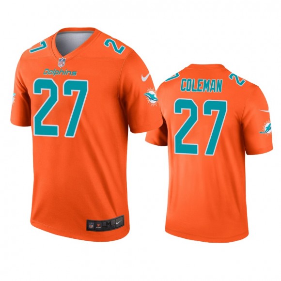 Miami Dolphins Justin Coleman Orange Inverted Legend Jersey