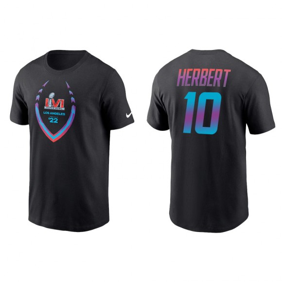 Justin Herbert Los Angeles Chargers Black Super Bowl LVI T-Shirt