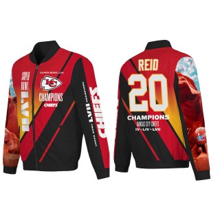 Justin Reid Kansas City Chiefs Red Super Bowl LVII Champions Logo Full Zip Nylon Bomber Jacket