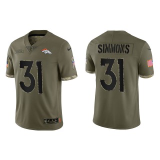 Justin Simmons Denver Broncos Olive 2022 Salute To Service Limited Jersey