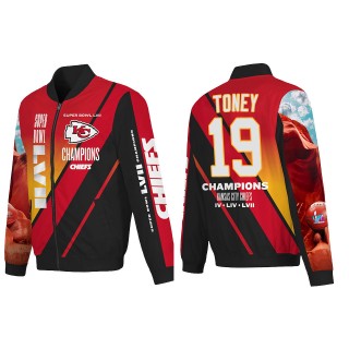 Kadarius Toney Kansas City Chiefs Red Super Bowl LVII Champions Logo Full Zip Nylon Bomber Jacket