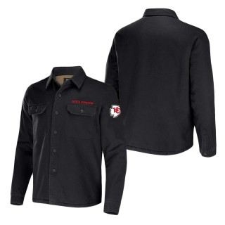 Men's Kansas City Chiefs NFL x Darius Rucker Collection by Fanatics Black Canvas Button-Up Shirt Jacket