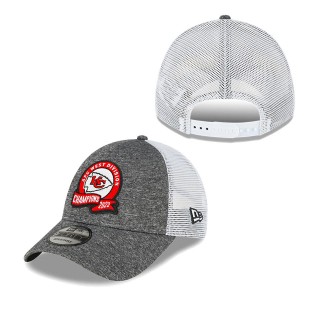 Men's Kansas City Chiefs Heather Gray White 2022 AFC West Division Champions Locker Room 9FORTY Adjustable Hat