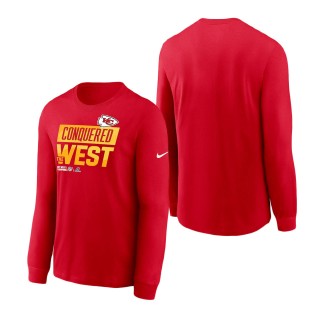 Men's Kansas City Chiefs Nike Red 2022 AFC West Division Champions Locker Room Trophy Collection Long Sleeve T-Shirt