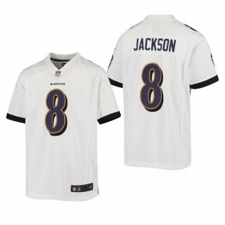 Youth Baltimore Ravens Lamar Jackson Game Jersey - White