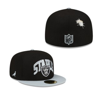 Men's Las Vegas Raiders Black Gray NFL x Staple Collection 59FIFTY Fitted Hat