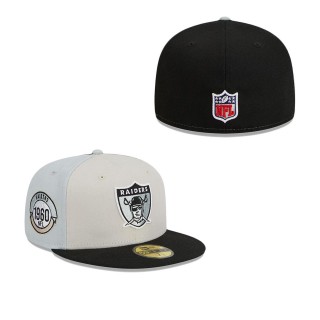 Las Vegas Raiders Cream Black 2023 Sideline Historic 59FIFTY Fitted Hat