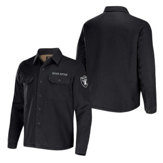 Men's Las Vegas Raiders NFL x Darius Rucker Collection by Fanatics Black Canvas Button-Up Shirt Jacket