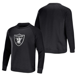 Men's Las Vegas Raiders NFL x Darius Rucker Collection by Fanatics Black Raglan Fleece Pullover Sweatshirt