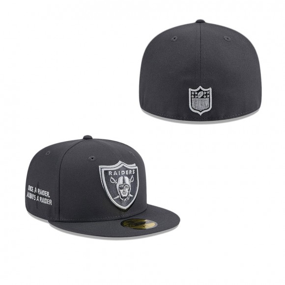 Las Vegas Raiders Graphite Official 2024 NFL Draft On Stage 59FIFTY Fitted Hat