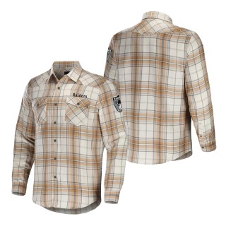 Las Vegas Raiders NFL x Darius Rucker Collection Tan Flannel Long Sleeve Button-Up Shirt