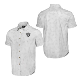 Las Vegas Raiders NFL x Darius Rucker Collection White Woven Short Sleeve Button Up Shirt