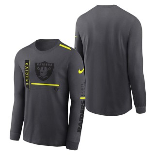 Las Vegas Raiders Nike Anthracite Volt Performance Long Sleeve T-Shirt