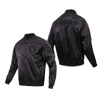 Men's Las Vegas Raiders Pro Standard Triple Black Satin Full-Snap Varsity Jacket