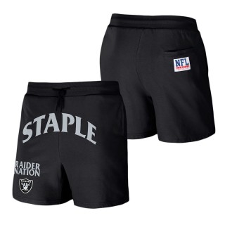 Men's Las Vegas Raiders NFL x Staple Black Throwback Vintage Wash Fleece Shorts