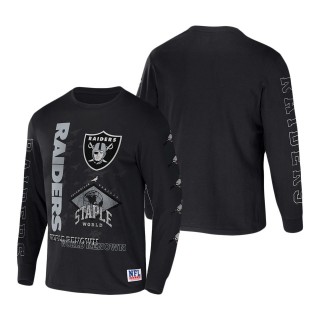 Men's Las Vegas Raiders NFL x Staple Black World Renowned Long Sleeve T-Shirt