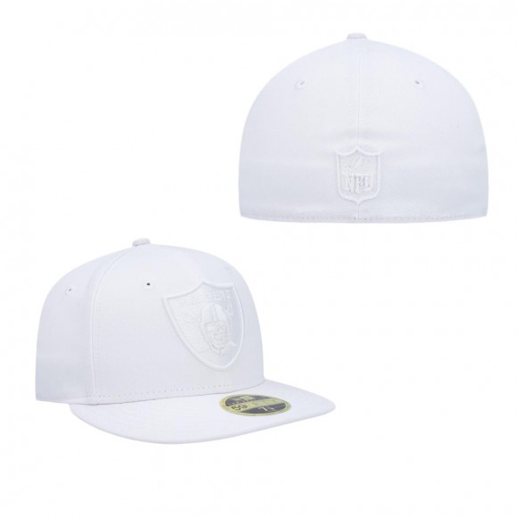 Las Vegas Raiders White on White Low Profile Team Fitted Hat