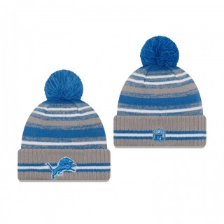 Detroit Lions Gray 2021 NFL Sideline Sport Pom Cuffed Knit Hat