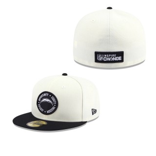 Men's Los Angeles Chargers Cream Black 2022 Inspire Change 59FIFTY Fitted Hat