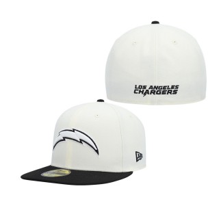 Men's Los Angeles Chargers Cream Black Chrome Collection 59FIFTY Fitted Hat