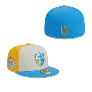 Los Angeles Chargers Cream Powder Blue 2023 Sideline Historic 59FIFTY Fitted Hat
