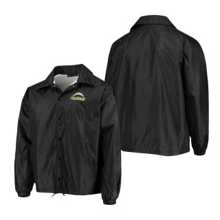 Los Angeles Chargers Dunbrooke Black Coaches Classic Raglan Full-Snap Windbreaker Jacket