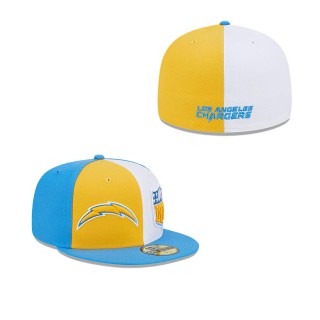 Los Angeles Chargers Gold Powder Blue 2023 Sideline 59FIFTY Fitted Hat