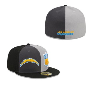 Los Angeles Chargers Gray Black 2023 Sideline 59FIFTY Fitted Hat