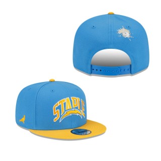 Men's Los Angeles Chargers Powder Blue Gold NFL x Staple Collection 9FIFTY Snapback Adjustable Hat