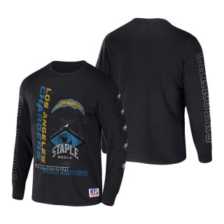 Men's Los Angeles Chargers NFL x Staple Black World Renowned Long Sleeve T-Shirt