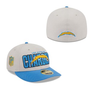 Men's Los Angeles Chargers Stone Powder Blue 2023 NFL Draft Low Profile 59FIFTY Fitted Hat