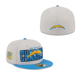 Men's Los Angeles Chargers Stone Powder Blue 2023 NFL Draft On Stage 59FIFTY Fitted Hat