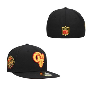 Los Angeles Rams Black Cobra Kai 59FIFTY Fitted Hat