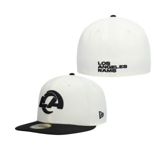 Men's Los Angeles Rams Cream Black Chrome Collection 59FIFTY Fitted Hat