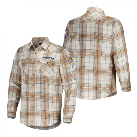Los Angeles Rams NFL x Darius Rucker Collection Tan Flannel Long Sleeve Button-Up Shirt