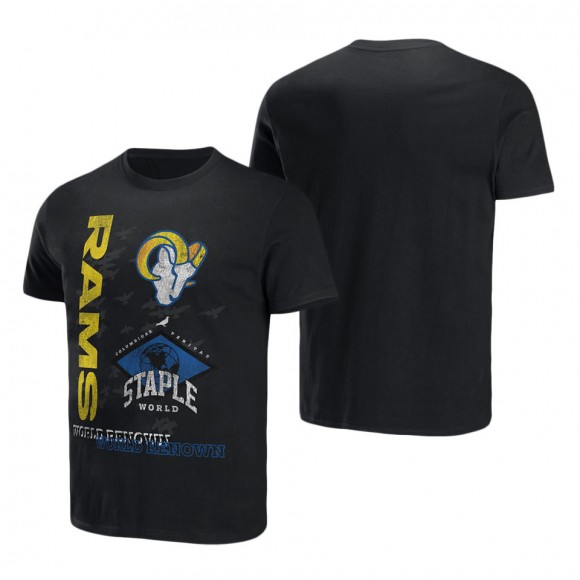 Men's Los Angeles Rams NFL x Staple Black World Renowned T-Shirt