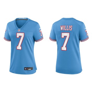 Malik Willis Women Tennessee Titans Light Blue Oilers Throwback Alternate Game Jersey