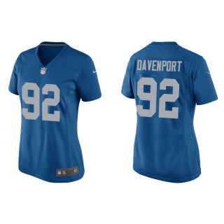 Women's Marcus Davenport Lions Blue Throwback Game Jersey