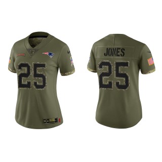 Marcus Jones Women's New England Patriots Olive 2022 Salute To Service Limited Jersey